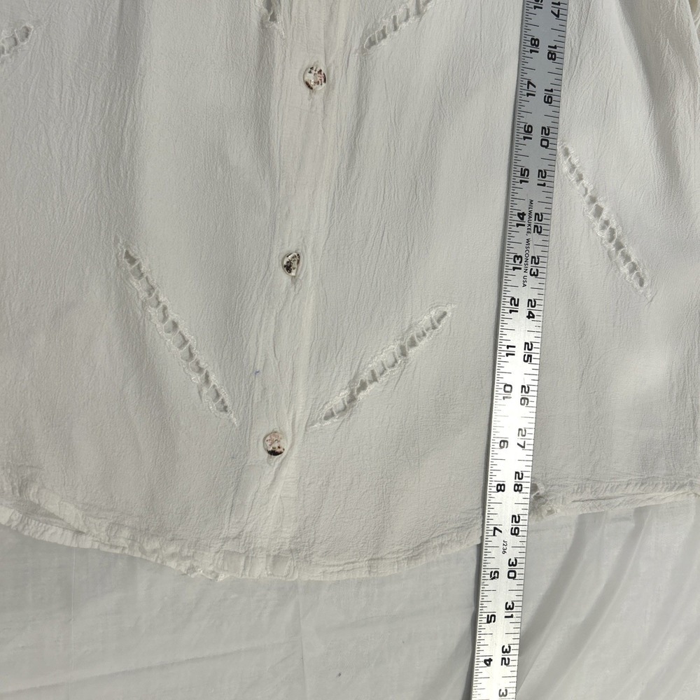 Vtg Ghost Button Down Blouse Top Women Medium White Cutwork 90s Edwardian UK - Picture 5 of 8
